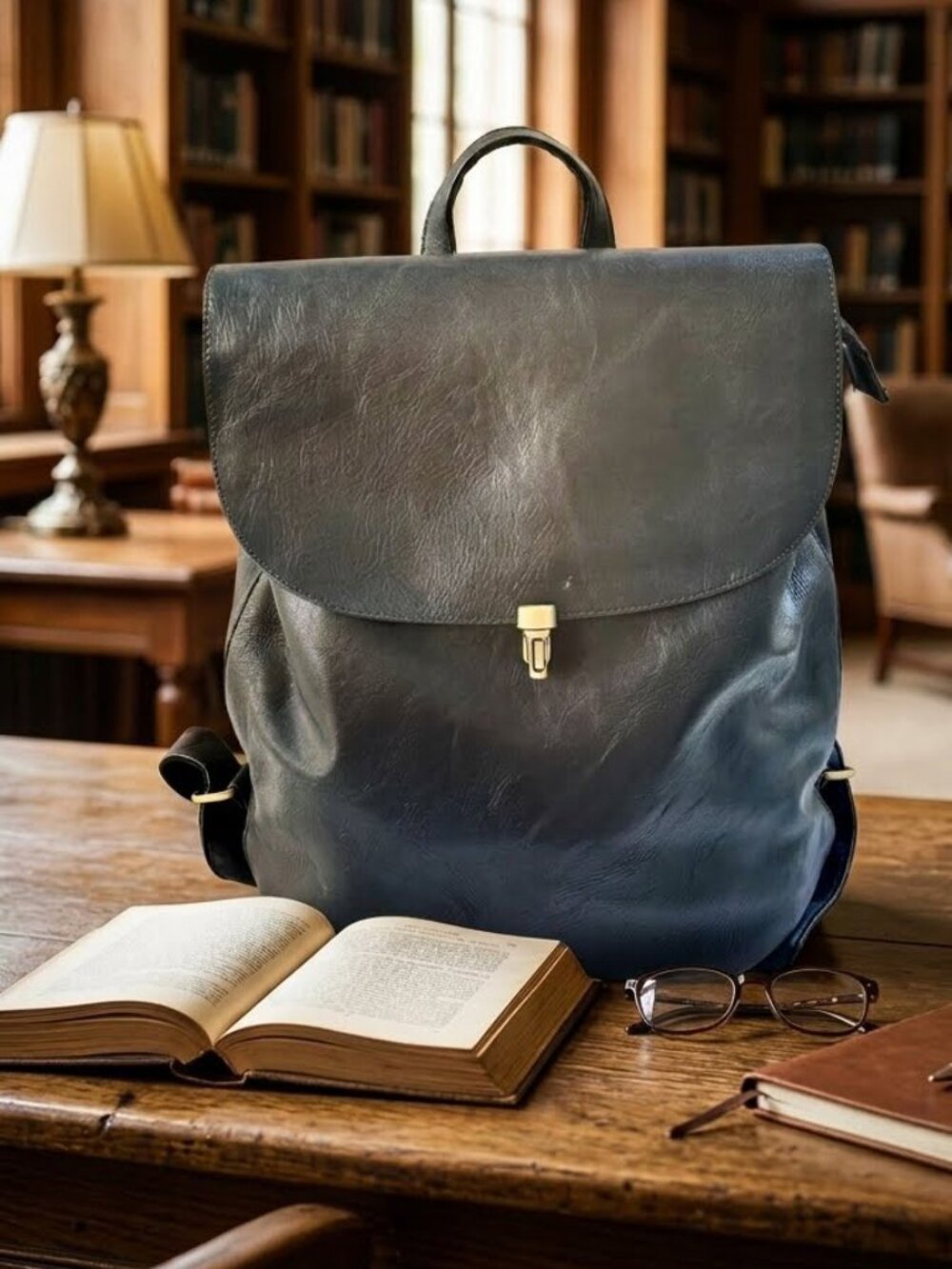 New Joy Susan Colette Black Vegan Leather Backpack Purse with Pink Floral Lining